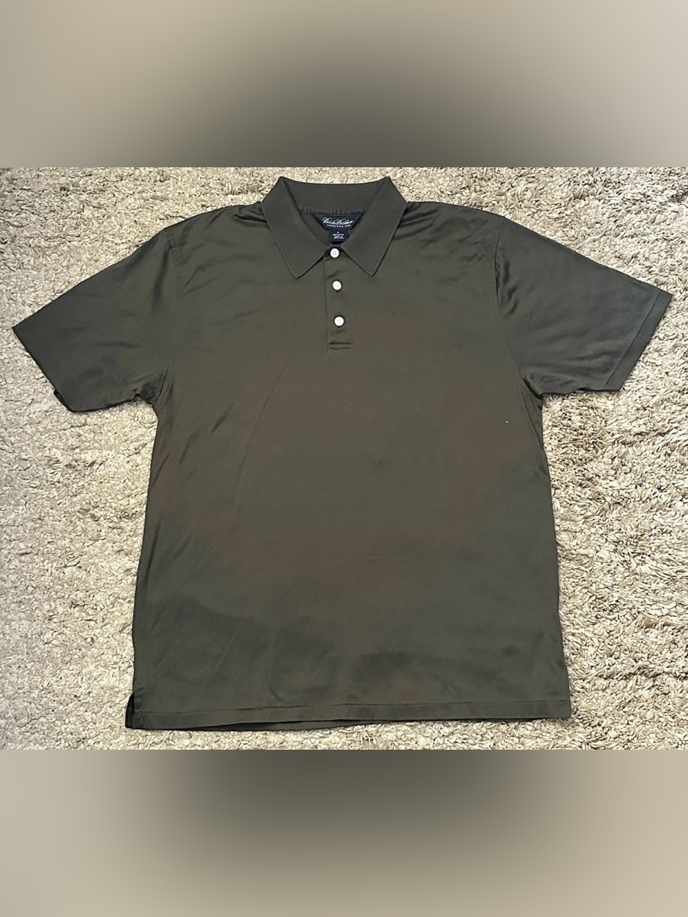 Brooks Brothers Men’s M Green/Gray Golf Short Sleeve Quarter Button-Up Shirt